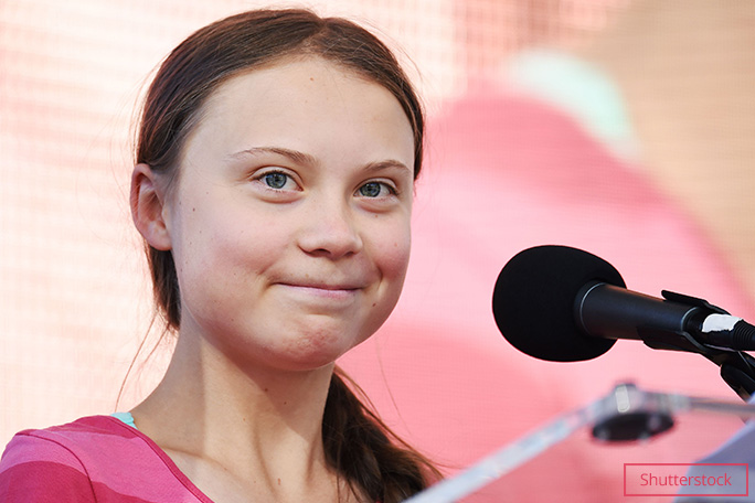 Greta making a speech